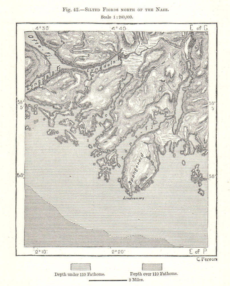 Silted Fiords North of the Naze. Norway. Sketch map 1885 old antique chart
